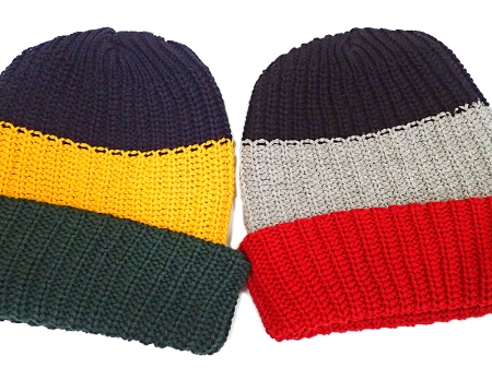 【Bulky Knit Color Block Caps】COLUMBIA KNIT